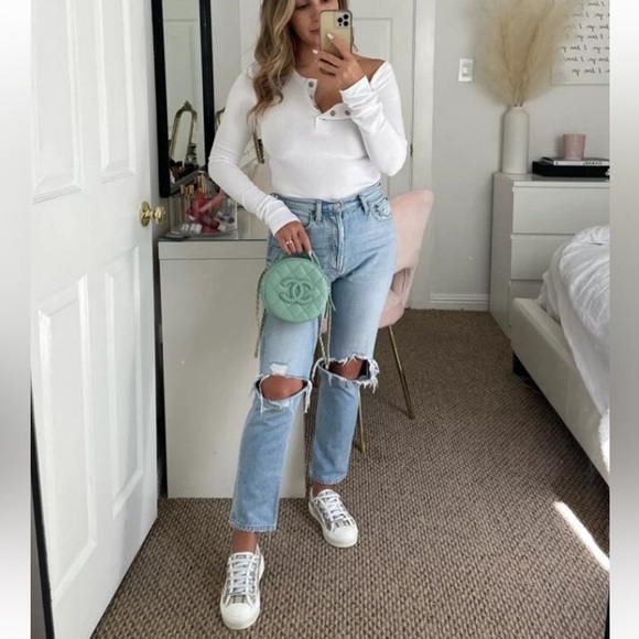 AGOLDE Riley High Rise Straight Crop Destroyed Jeans Size 29 - Picture 3 of 15